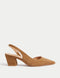 Leather Block Heel Court Shoes
